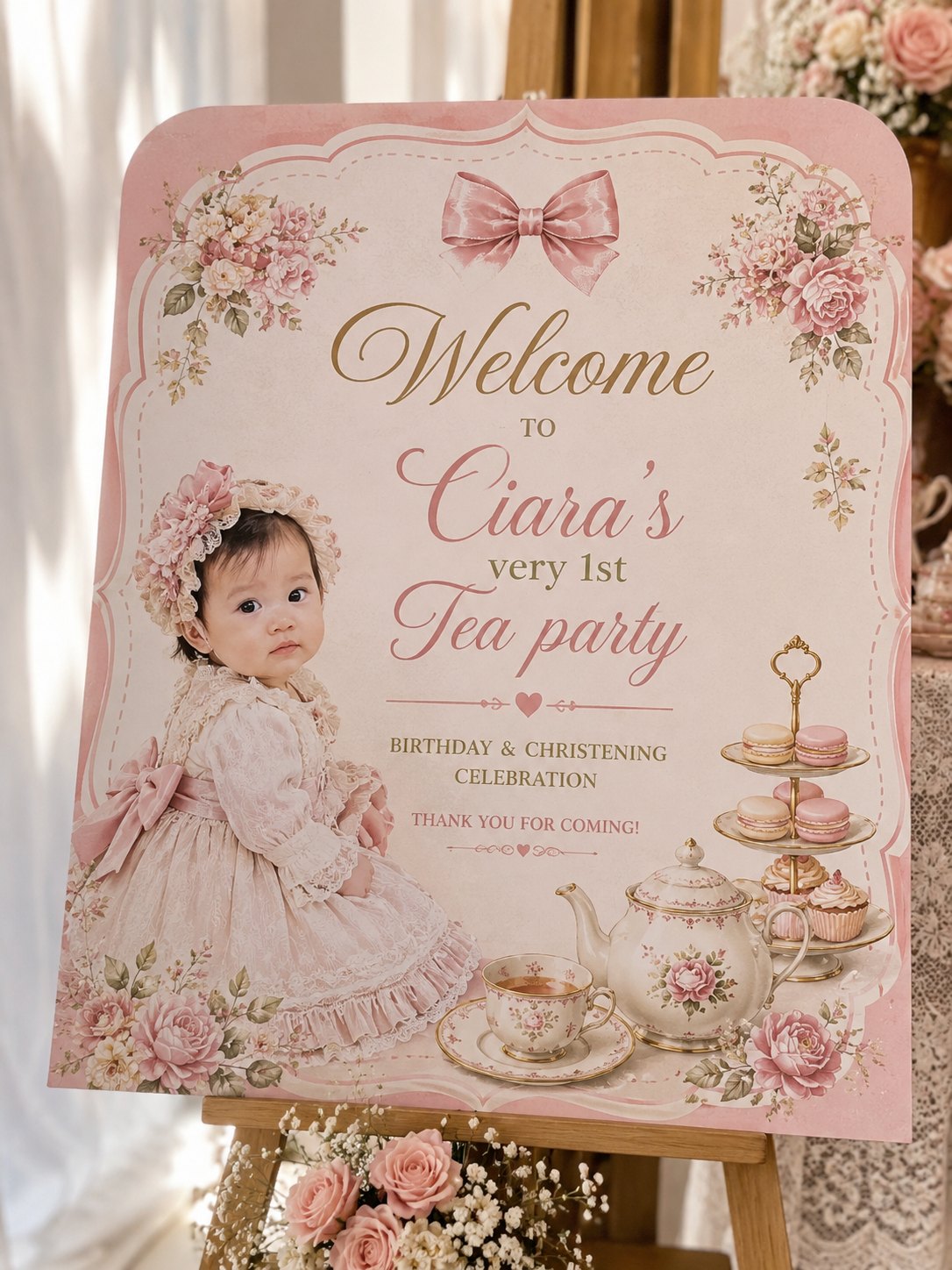 Welcome board for Ciara's very first tea party